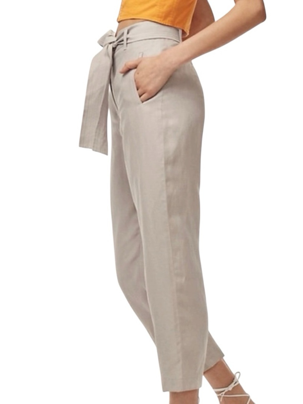 WILFRED Women’s Cropped High Rise Wide Leg Linen Trousers - Picture 2 of 7